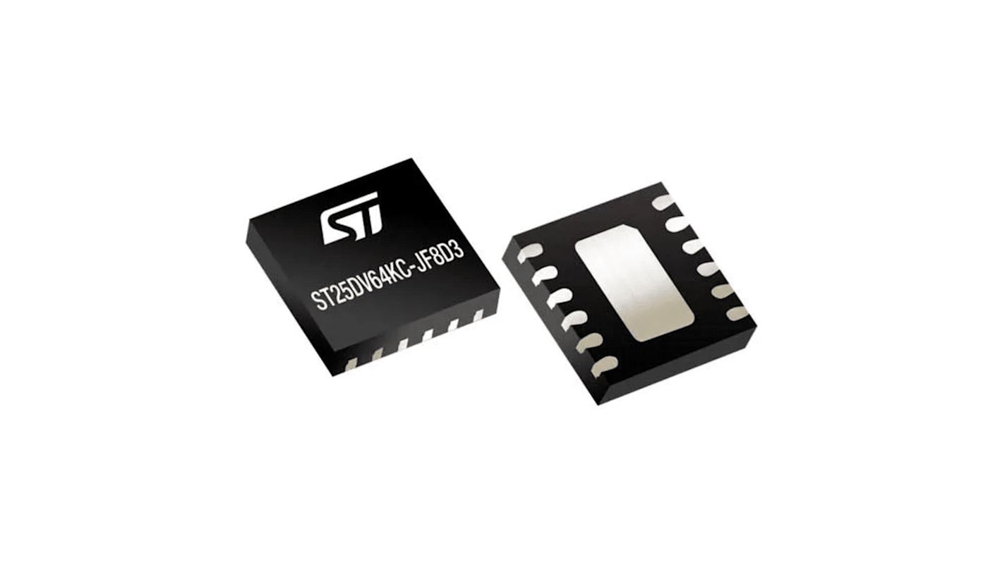 Ricevitore/trasmettitore RFID e NFC ST25DV64KC-JF8D3, ASK, UFDFPN, 12-Pin