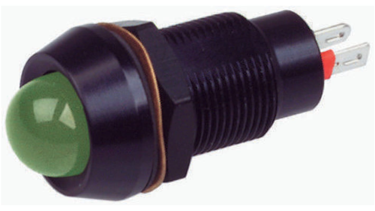 Marl Green Panel Mount Indicator, 2.2V dc, 12.7mm Mounting Hole Size, Solder Tab Termination