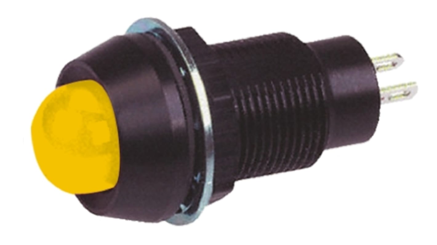Marl Yellow Panel Mount Indicator, 12V dc, 12.7mm Mounting Hole Size, Solder Tab Termination, IP67