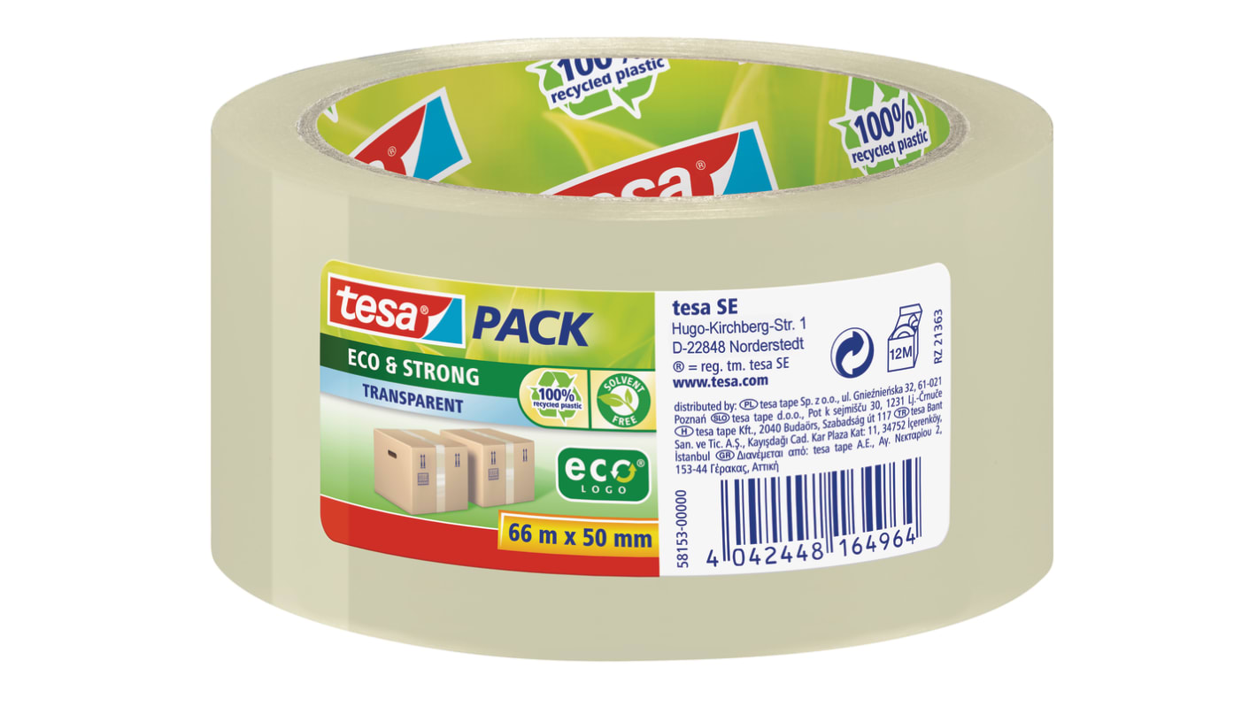 Tesa 58153-00000-01 Paketband, BOPP-Folie, transparent, Stärke 57μm, 50mm x 66m