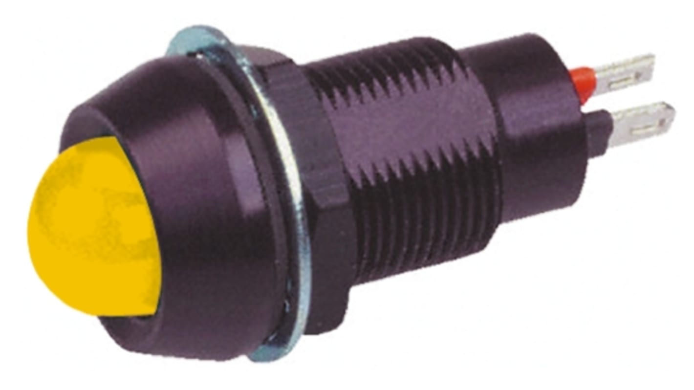 Marl Yellow Panel Mount Indicator, 110V ac, 12.7mm Mounting Hole Size, Solder Tab Termination, IP67