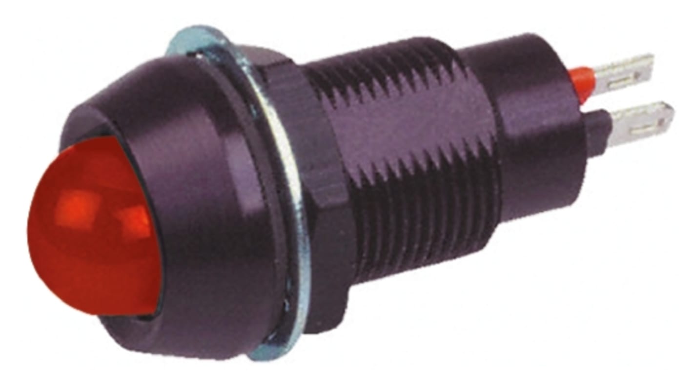 Marl Red Panel Mount Indicator, 230V ac, 12.7mm Mounting Hole Size, Solder Tab Termination, IP67