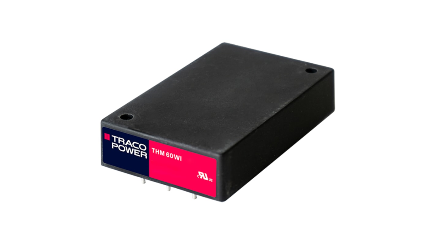 TRACOPOWER Power Supply, THM 60-2411WI, 5.1V dc, 12A, 60W, Dual Output, 9 → 36V dc Input Voltage