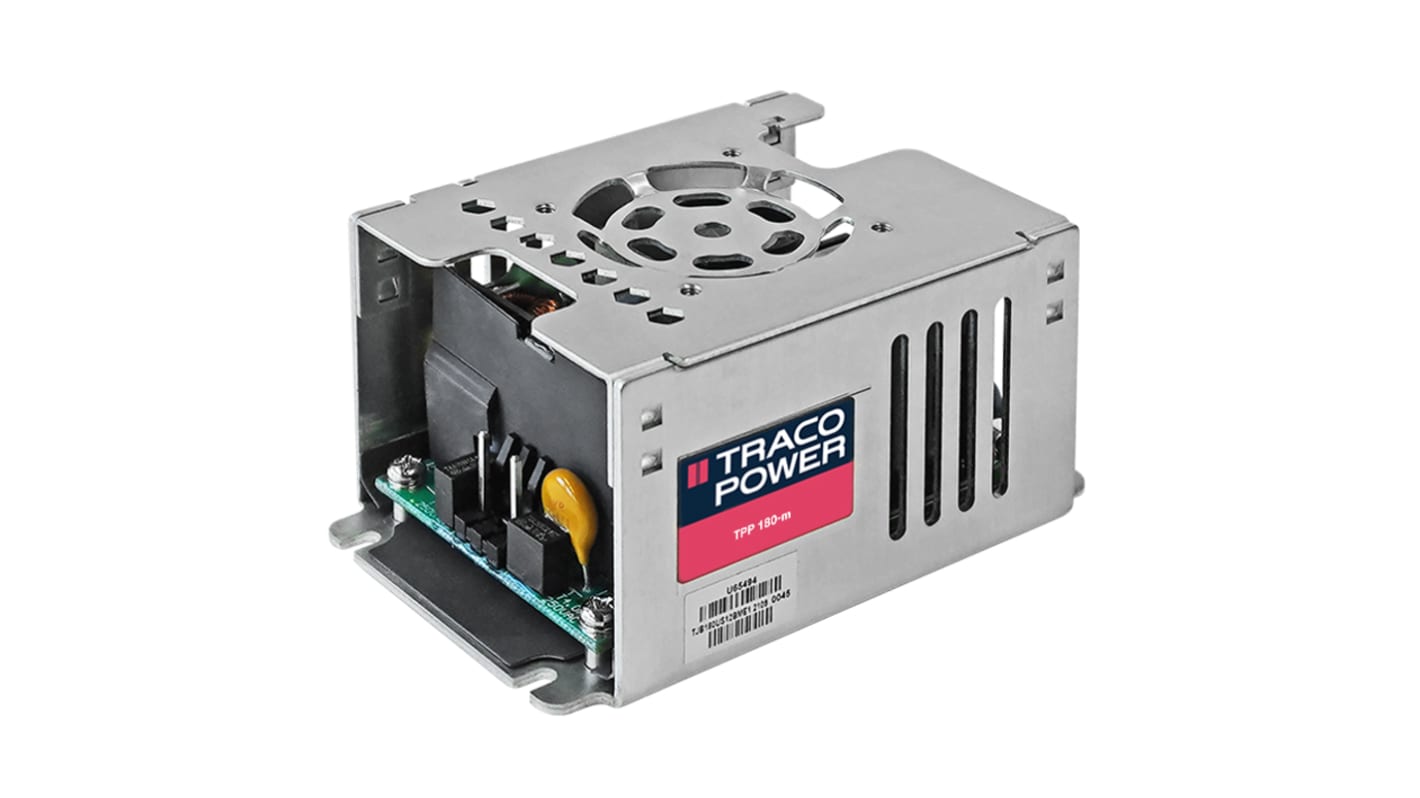 TRACOPOWER Power Supply, TPP 180-153-M, 53V dc, 3.4A, 180W, 1 Output, 85 → 264V ac Input Voltage