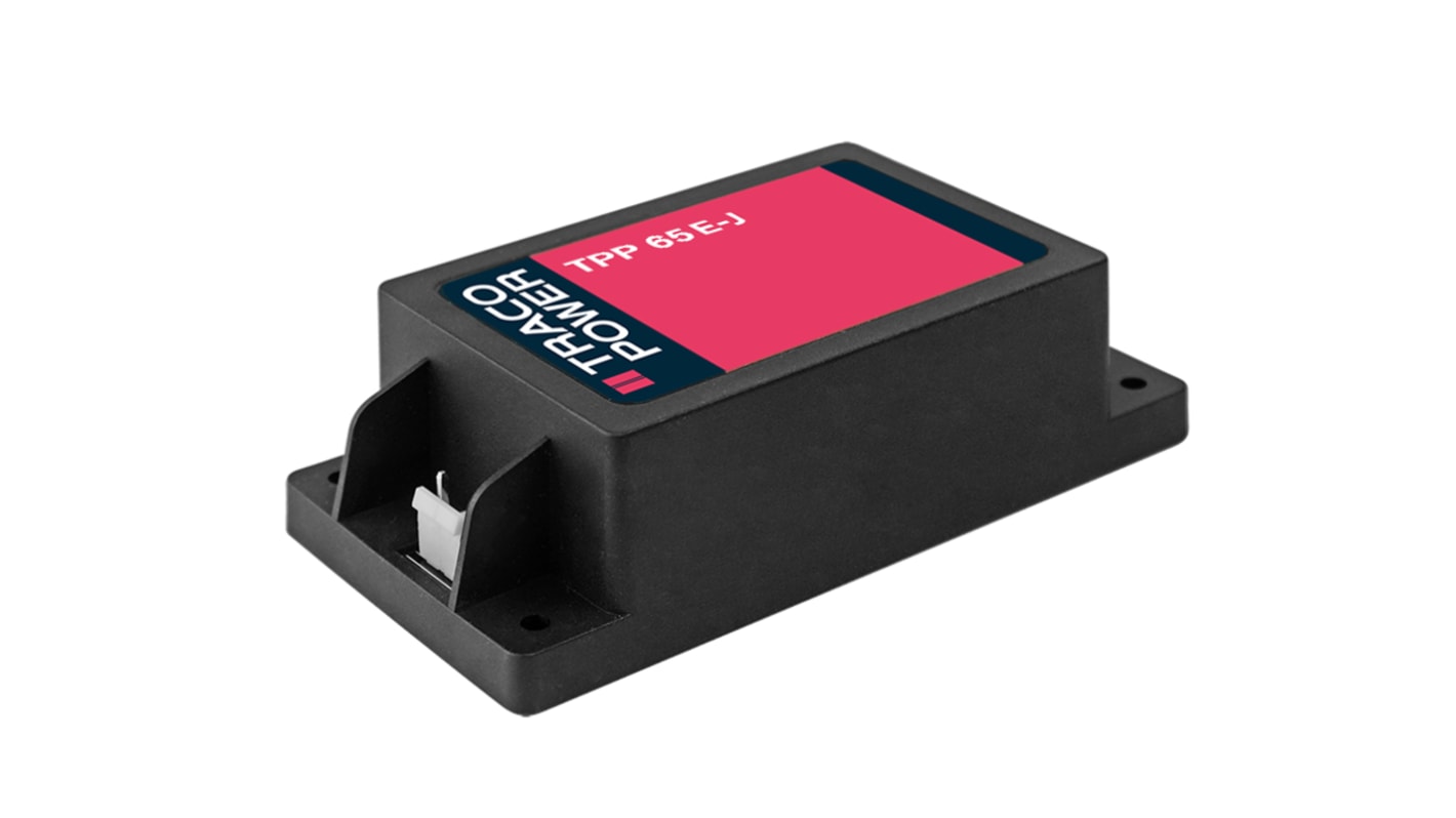TRACOPOWER AC-DC tápegység, 1 kimenet, 65W, 12V dc, 5.42A, TPP 65E-J, Sasszira szerelhető