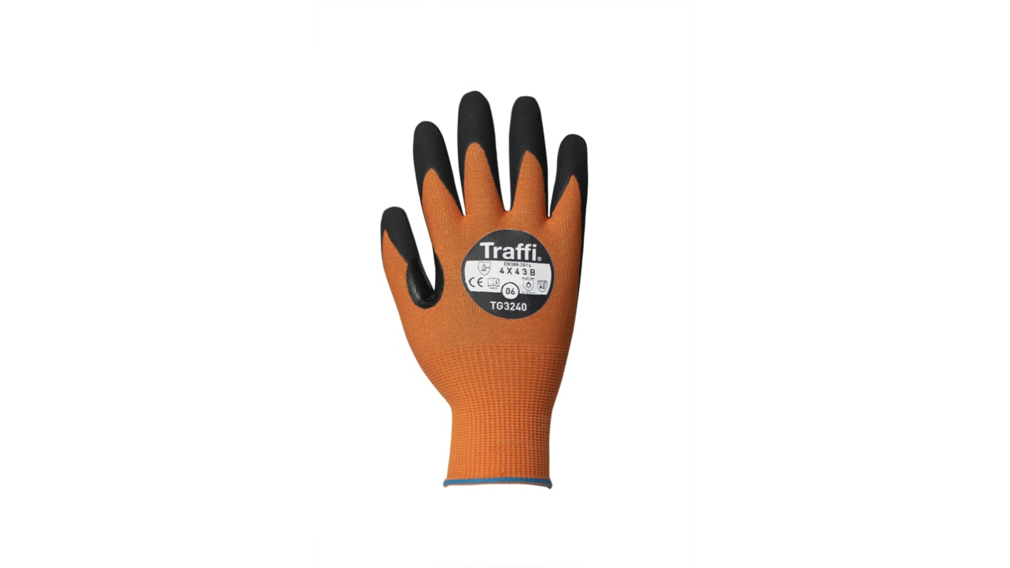 Traffi Amber Nitrile, Nylon Cut Resistant Cut Resistant Gloves, Size 10, Nitrile Coating