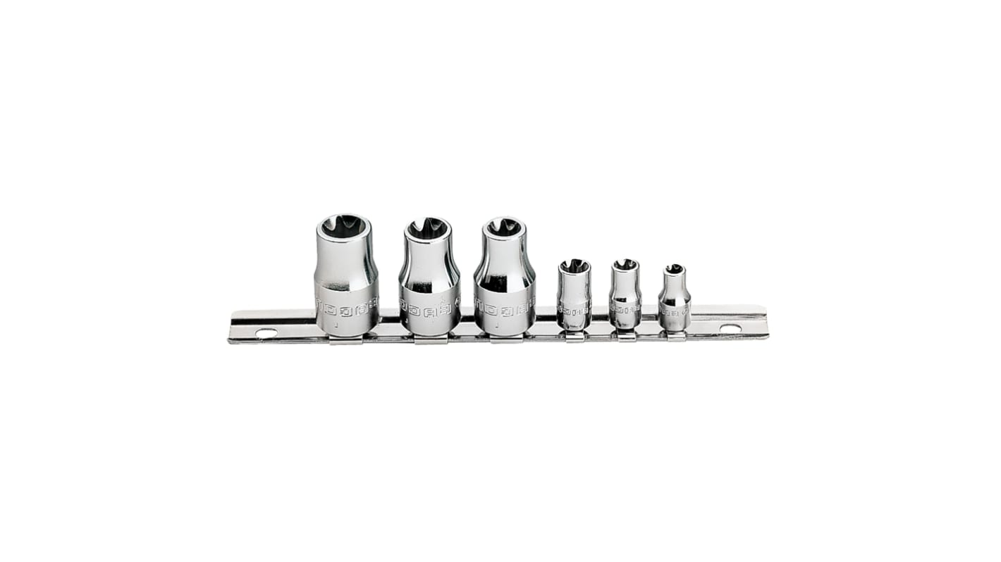 Facom 6-Piece Metric 1/2", 1/4" Standard Socket Set, Torx