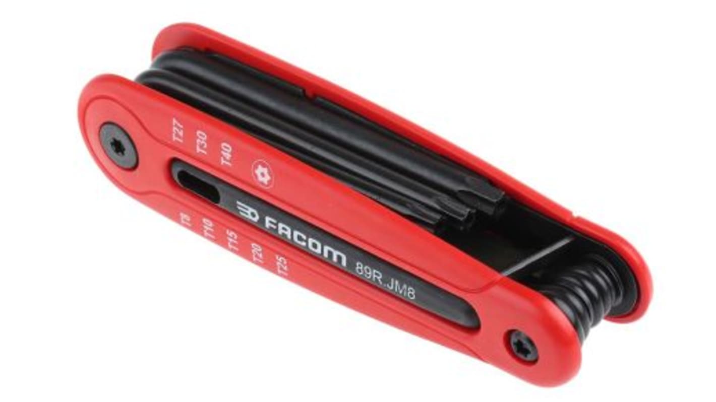 Facom 8-Piece Torx Key Set, Folding Shape, Short Arm