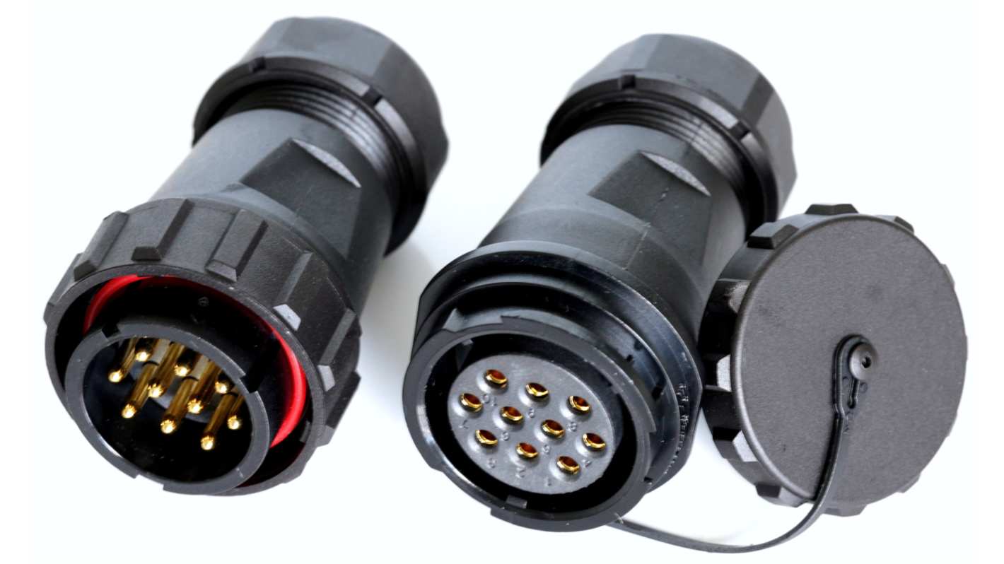 Conector circular RS PRO macho, hembra de 10 vías Hembra, Macho, montaje aéreo, IP67