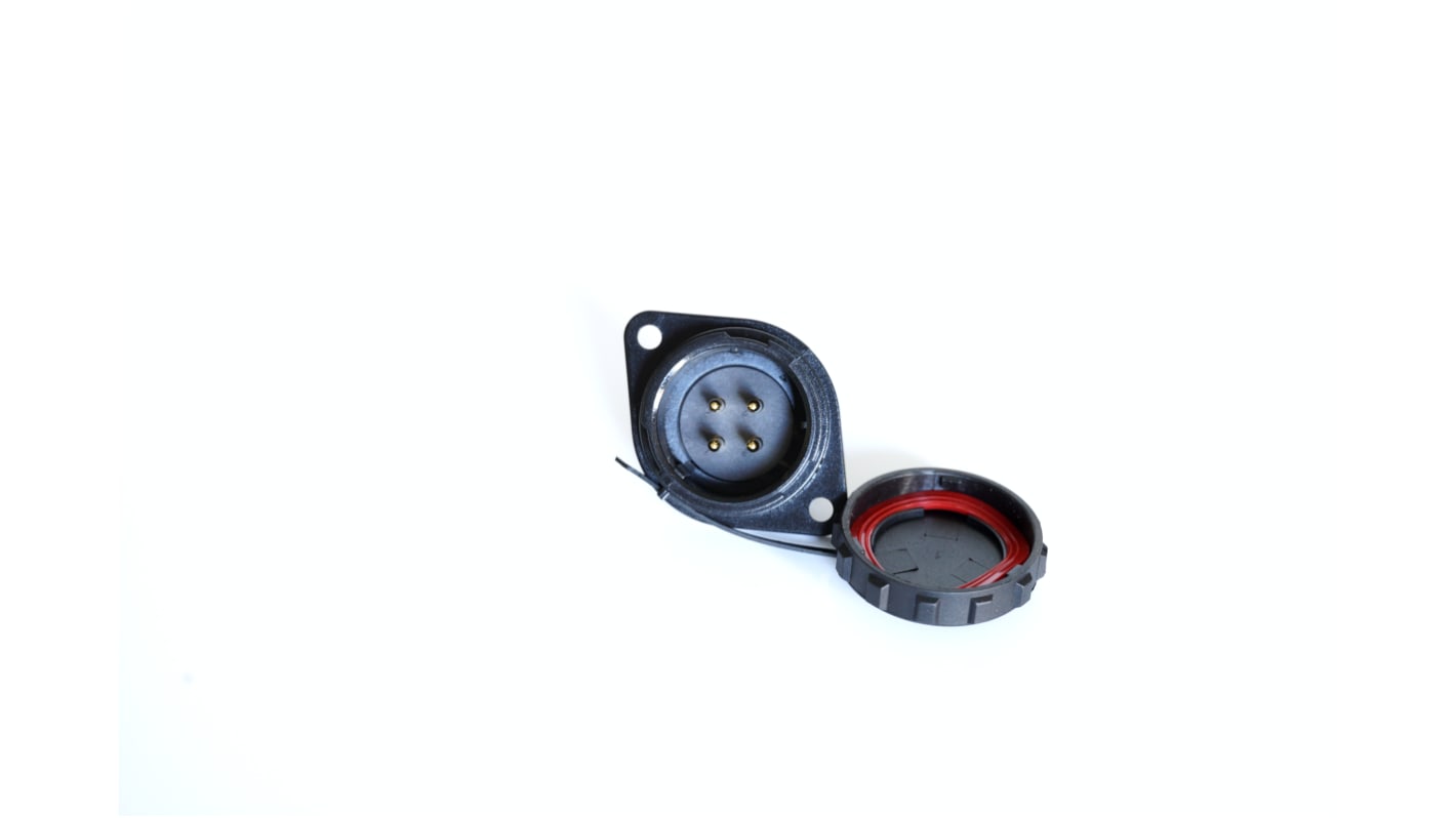 RS PRO Rundsteckverbinder Buchse 4-polig / 10A Flanschmontage, Schraubanschluss IP 67