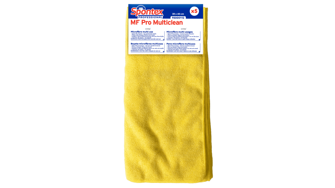Spontex Spontex Yellow Polyamide, Polyester Cloths for Cleaning, Bag of 5, 38 x 40cm, Repeat Use