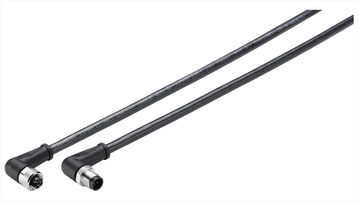 Siemens Right Angle Male M12 to Right Angle Female M12 Sensor Actuator Cable, 5m