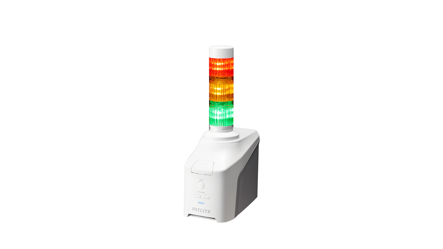 Columna de señalización Patlite NHV4, LED, con 3 elementos Multicolor, 88dB @ 1 m, 42,5 → 57 V