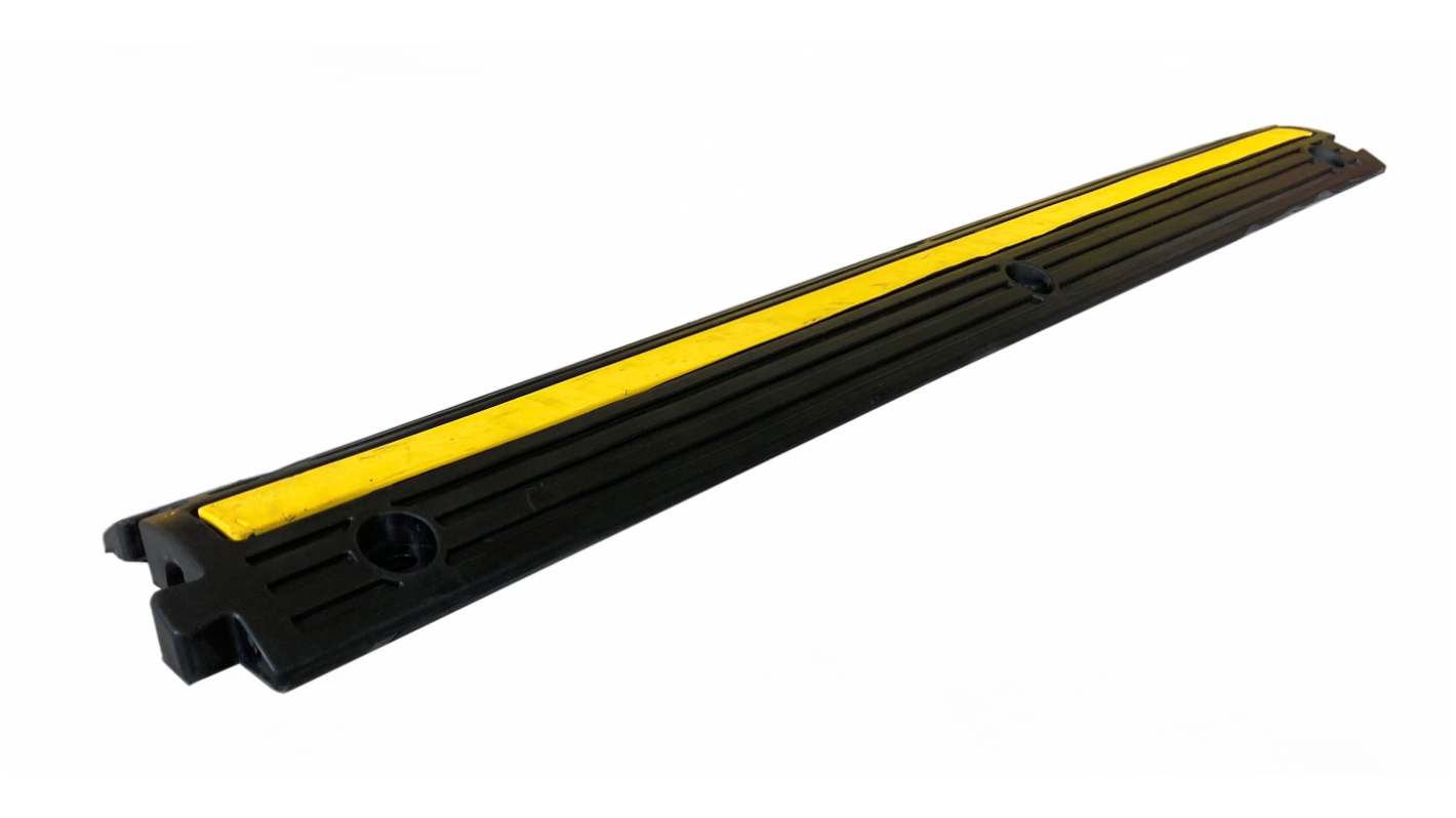 RS PRO 1m Black/Yellow Cable Cover in Rubber, 20mm Inside dia.