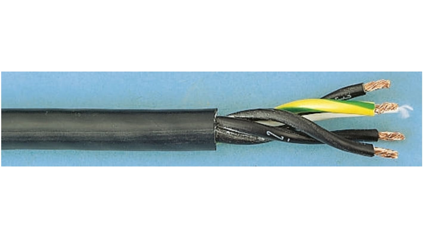 Igus chainflex CF30 Power Cable, 4 Cores, 2.5 mm², Unscreened, 20m, Black PVC Sheath, 14 AWG