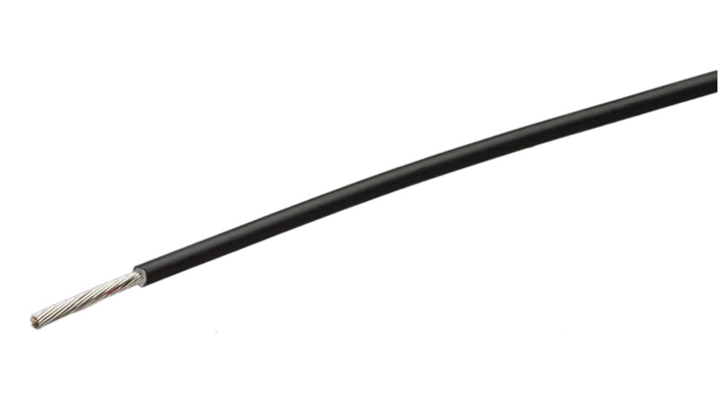 TE Connectivity FlexLite Series Black 0.35 mm² Hook Up Wire, 22 AWG, 19/0.15 mm, 100m, ETFE Insulation, FLHTC0311-0.35-0