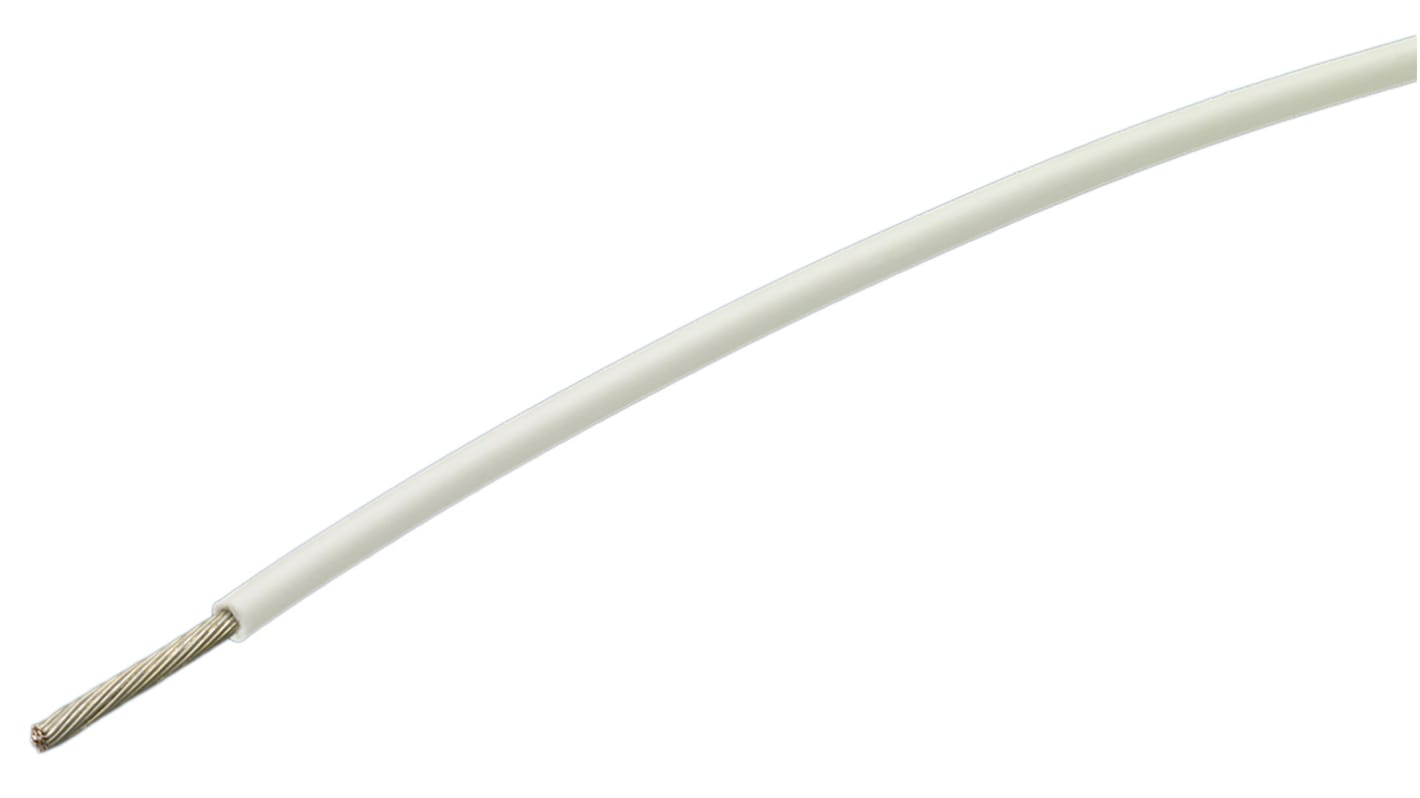 TE Connectivity 白色高温电线, 0.35 mm², 100m长, 22 AWG, 600 V, 最高+200°C, ETFE绝缘, FlexLite系列