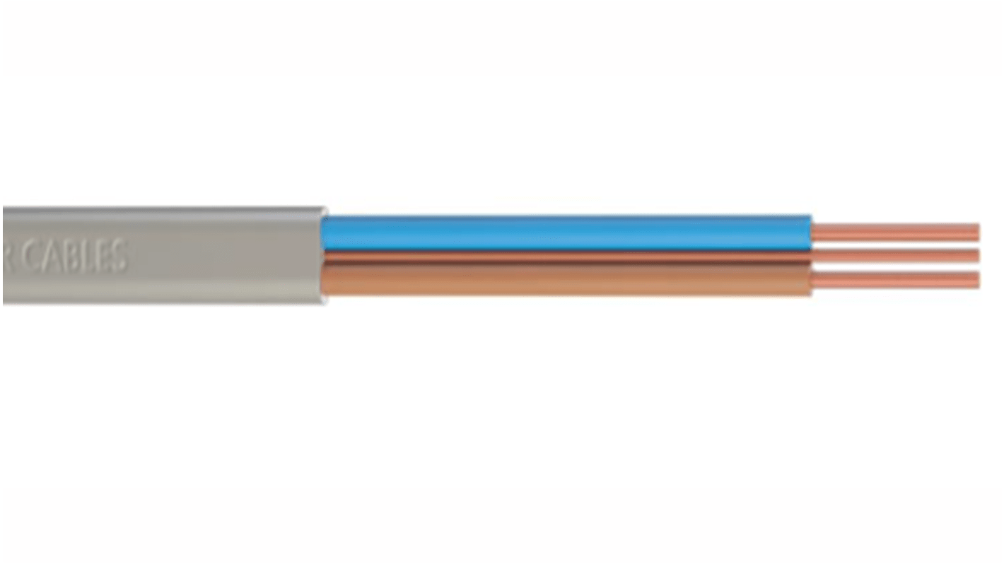 RS PRO, Power, 5m 2 Core, Grey PVC Power Cable -15°C