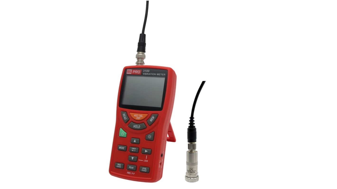 RS PRO 3100 Vibration Meter - 200 m/s, Acceleration, Displacement, Velocity, Single Axis Axis