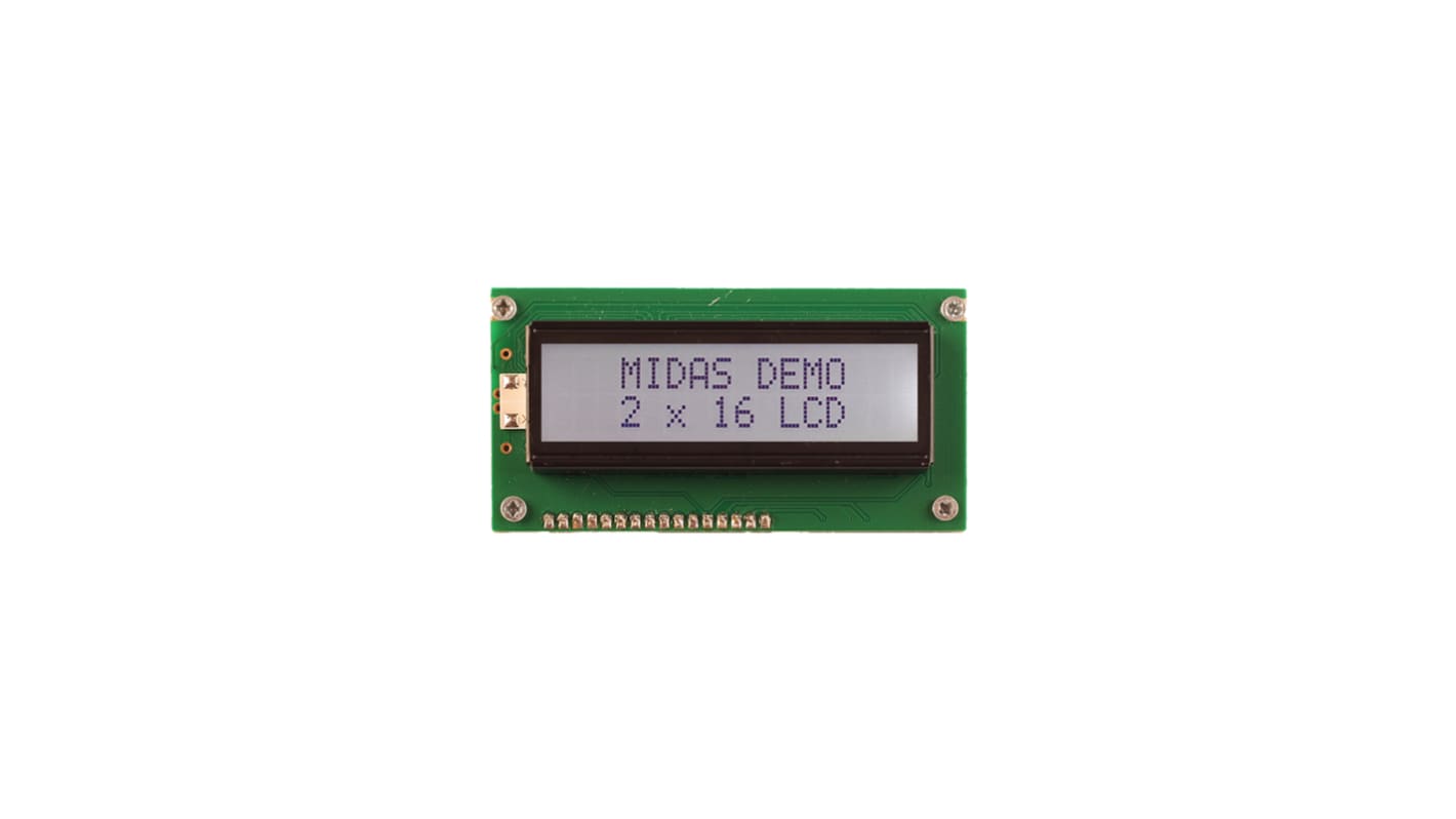 Midas MC21605A6W-FPTLW3.3-V2 LCD LCD Display, 2 Rows by 16 Characters