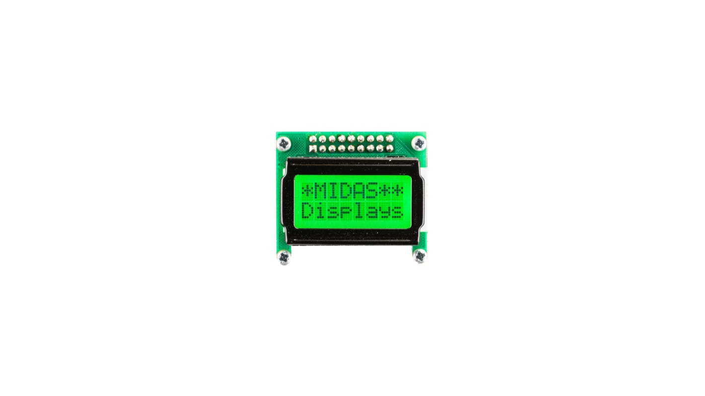 Midas MD20805B6W-FPTLRGB LCD LCD Display, 2 Rows by 8 Characters