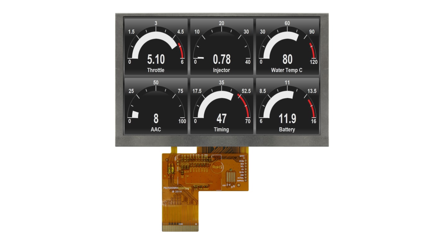 Midas MDT0500D6IH-LVDS LCD Colour Display, 5in, 800 x 480pixels