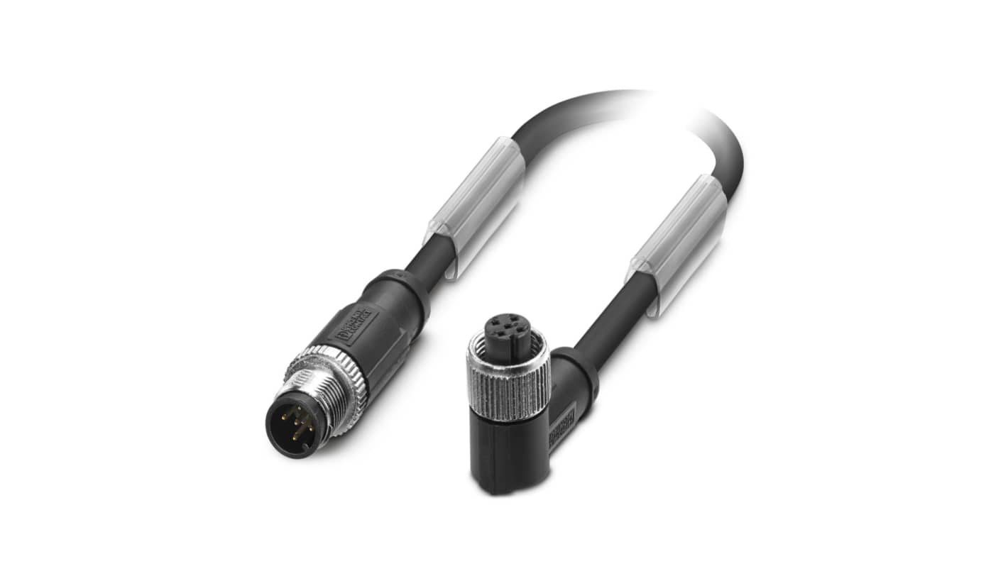 Phoenix Contact Right Angle Male M12 to Female M12 Actuator/Sensor Cable, 600mm