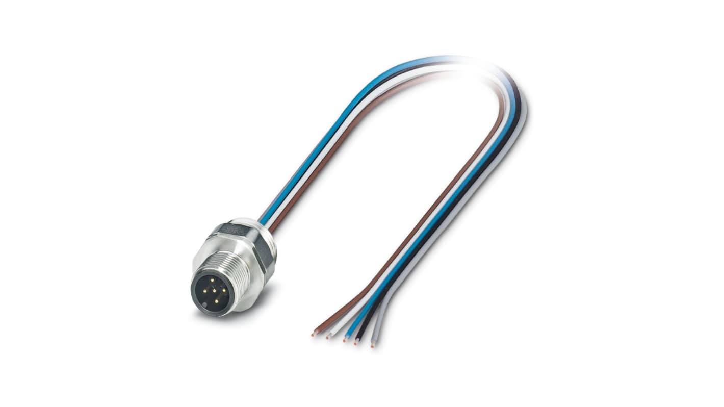 Phoenix Contact Straight Male M12 to Male Unterminated Sensor Actuator Cable, 500mm