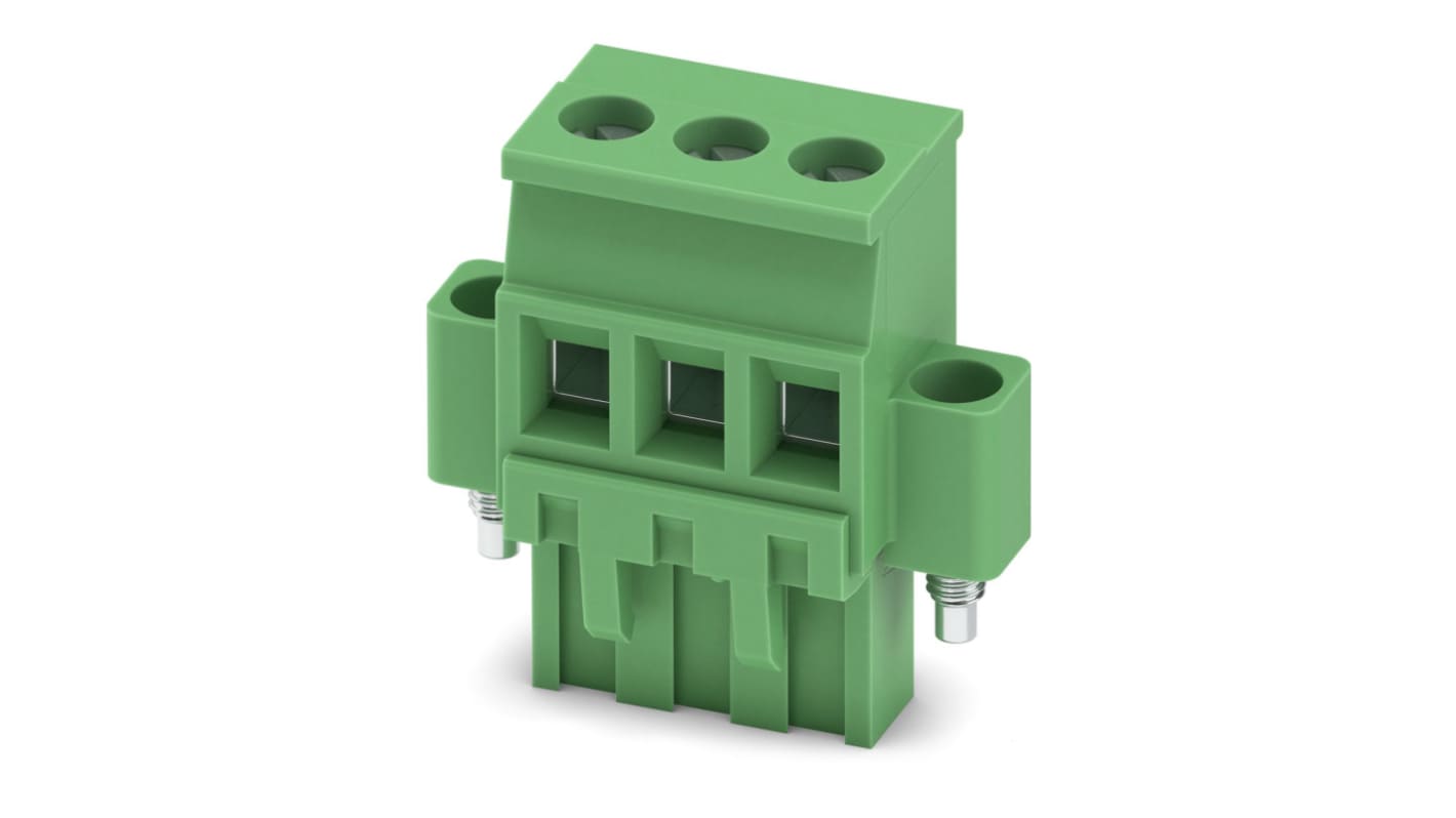Phoenix Contact, 5.08mm Pitch, 3 Way, Pluggable Terminal Block, Plug, Screw Mount, 1835106