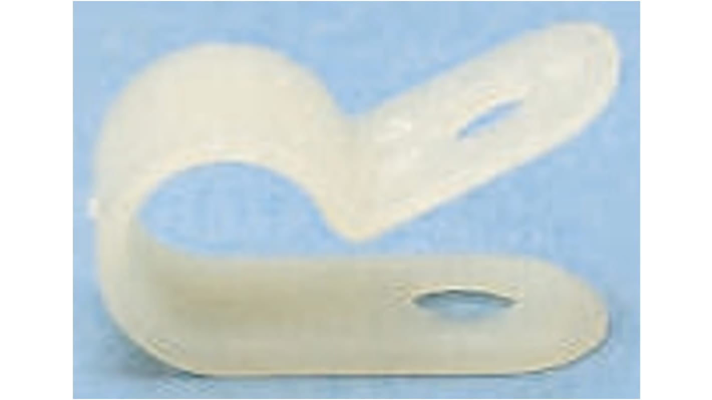 HellermannTyton 聚酰胺R型线夹, 天然色, 28.5mm闭合内径, Φ5.2mm固定孔, 12mm宽, 无涂层