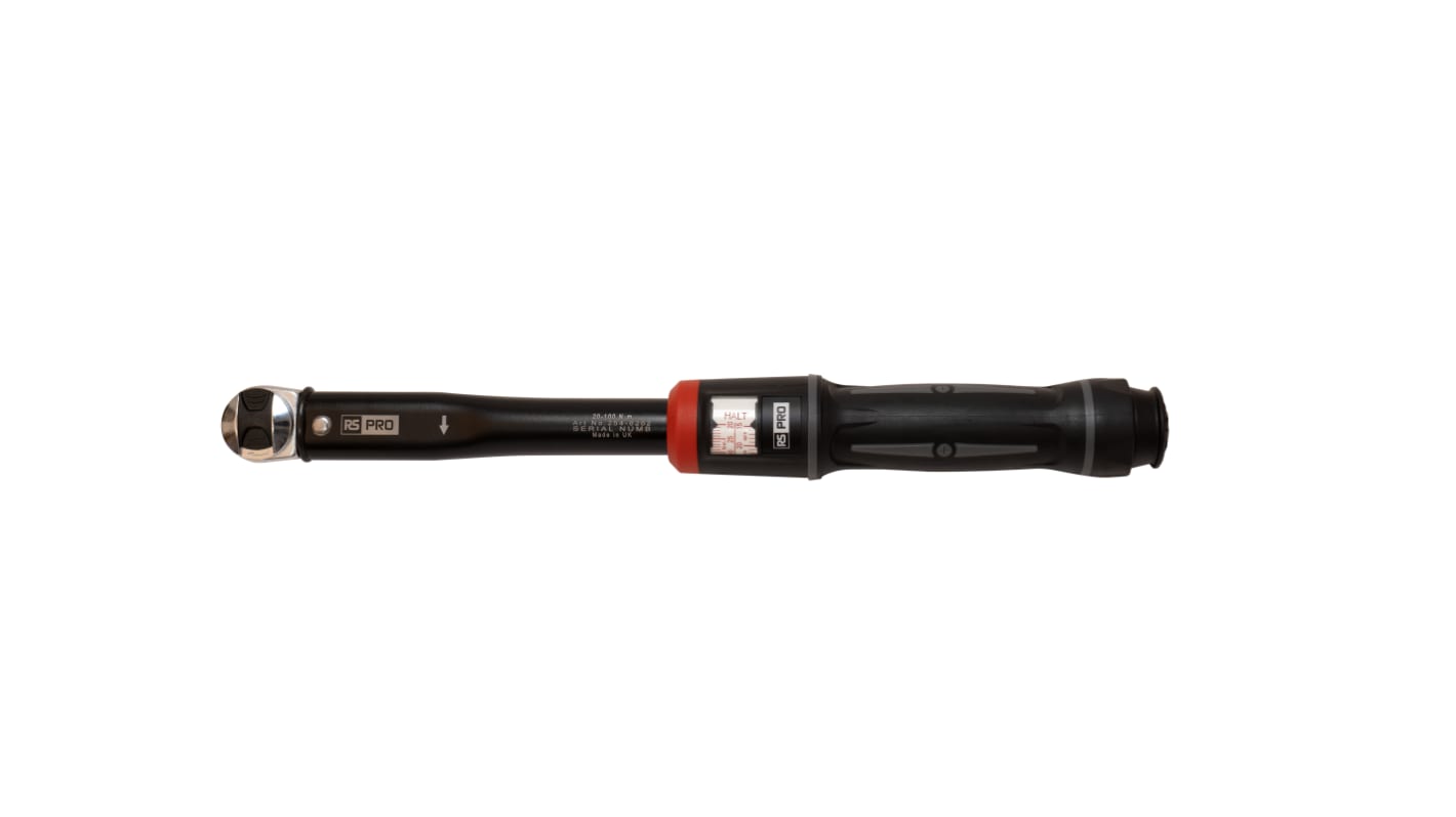 RS PRO 3/8 Zoll Klick-Drehmomentschlüssel 20 → 100Nm, Länge 367 mm, ±3 %