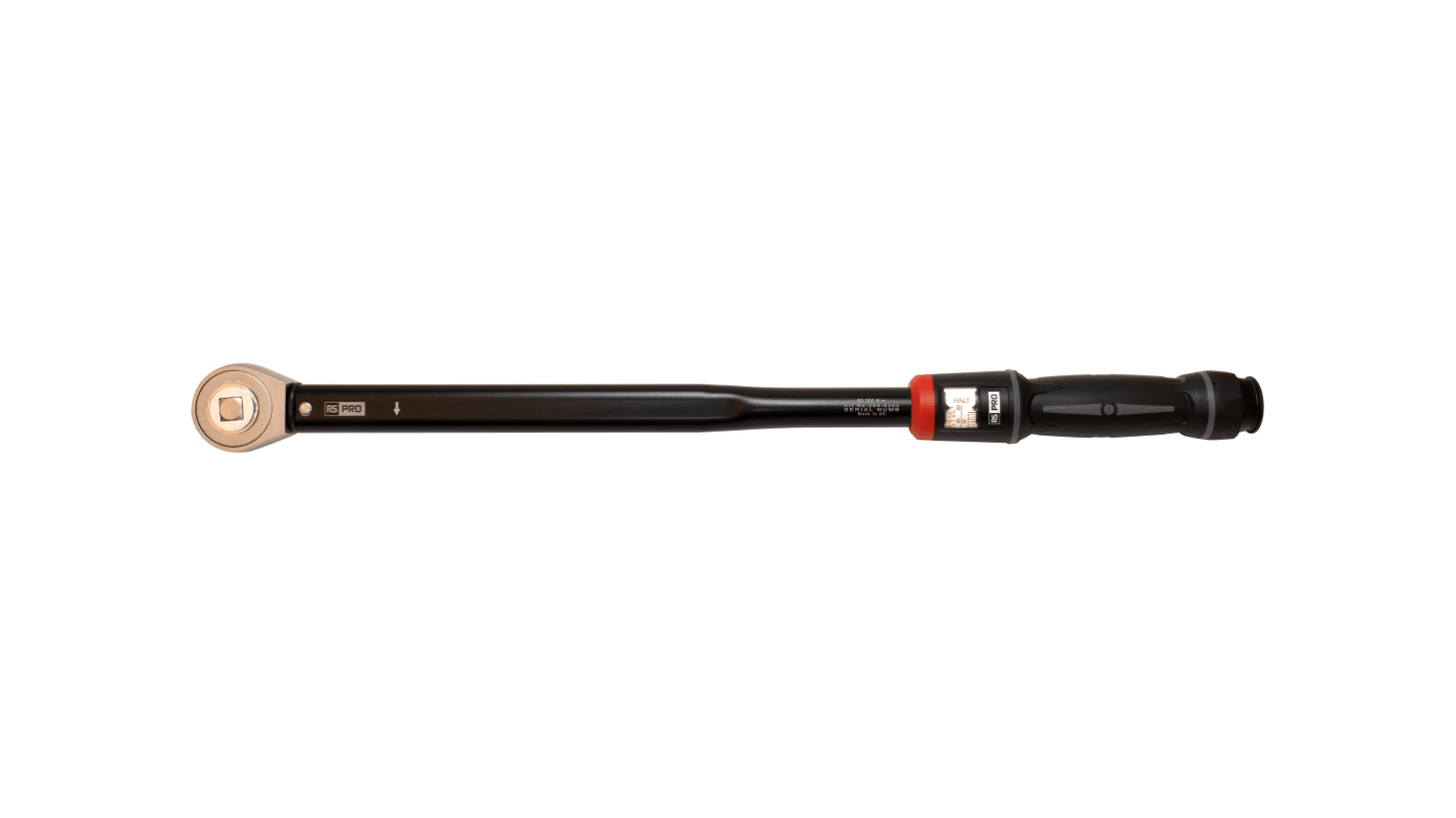 RS PRO 咔哒扭力扳手, 60 → 300Nm扭矩, ±3 %精度, 1/2 in 方形驱动头, 钢制, 593 mm总长