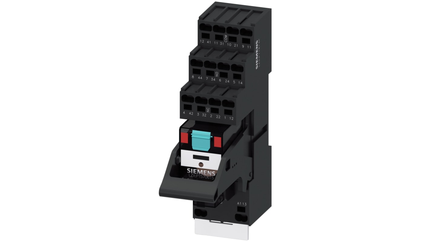 Relè di accoppiamento Siemens serie LZS, bobina 110V cc, A innesto , contatti 4PDT