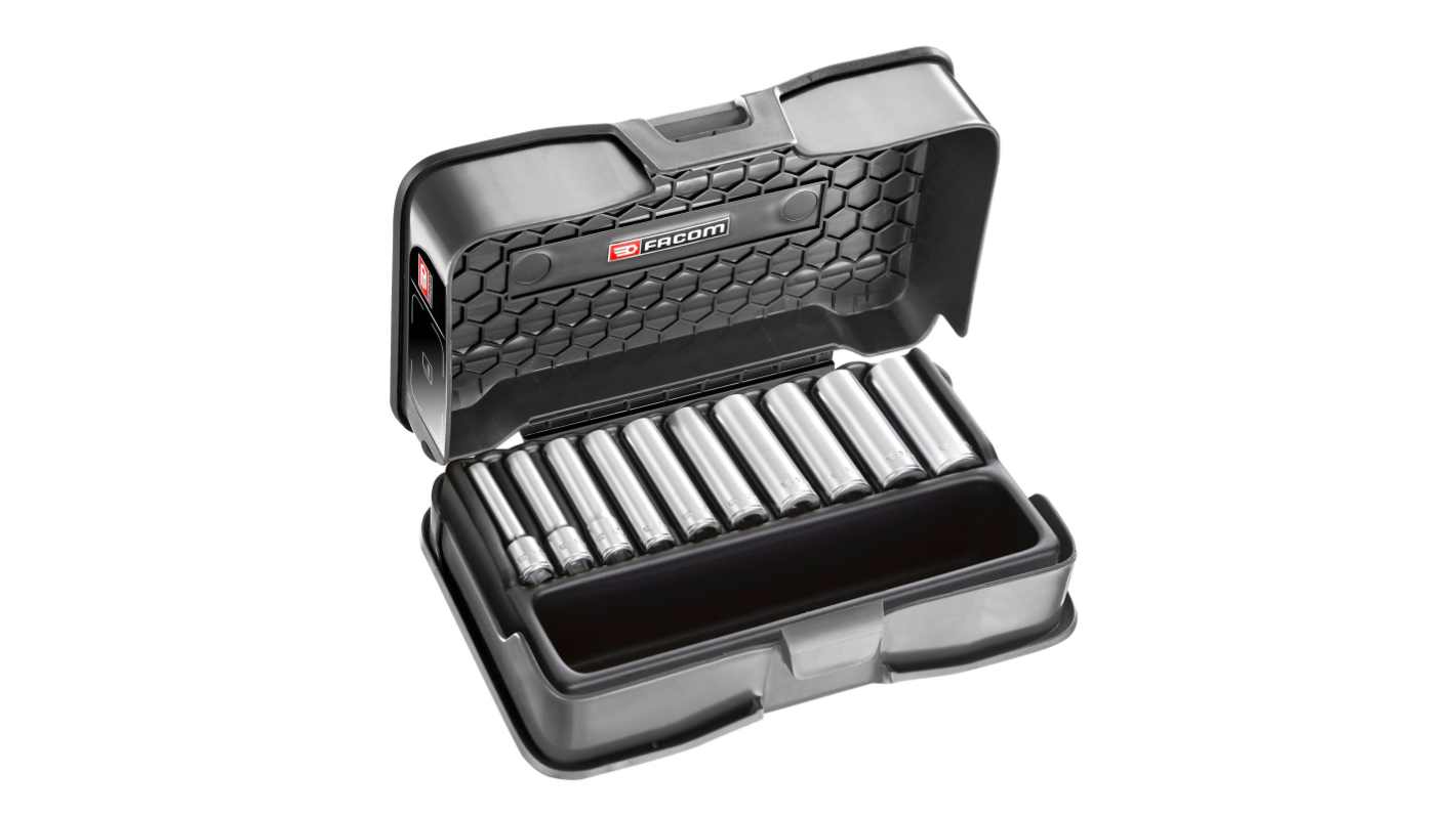 Facom 10-Piece Metric 1/4 in Deep Socket Set, 6 point