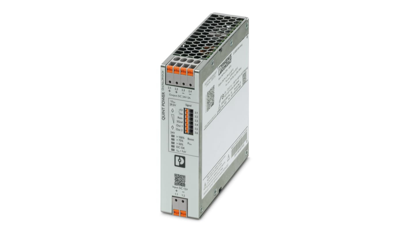 Phoenix Contact QUINT POWER DC-DC Converter, 24V dc/, 12 V dc Input, DIN Rail Mount