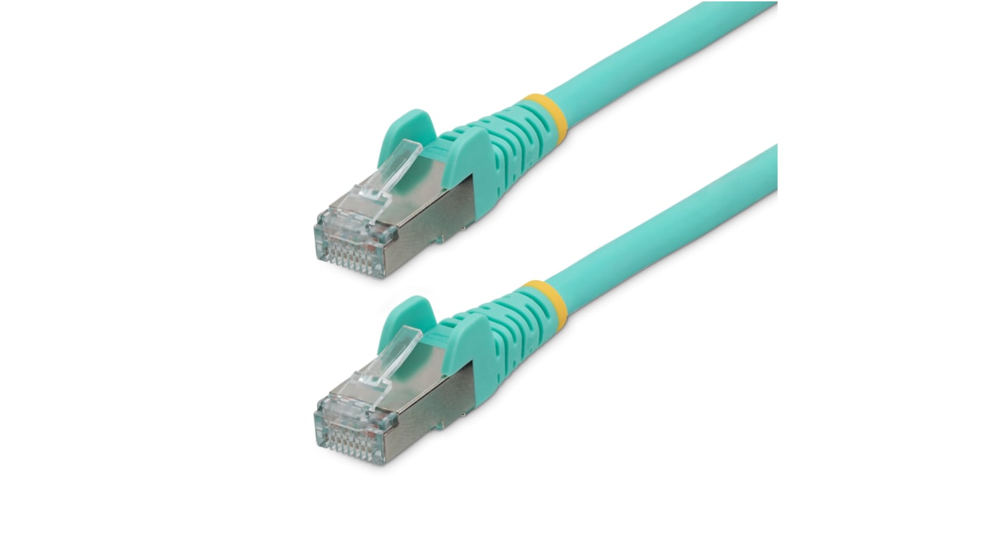 StarTech.com Cat6a Straight Male RJ45 to Straight Male RJ45 Ethernet Cable, Braid, Light Blue LSZH Sheath, 3m, Low