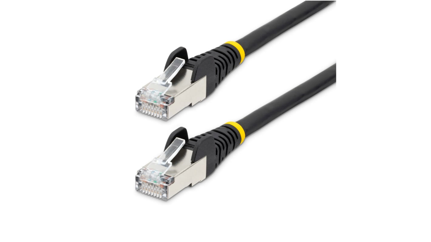 Cable Ethernet Cat6a apantallado StarTech.com de color Negro, long. 1m, funda de LSZH, Libre de halógenos y bajo nivel