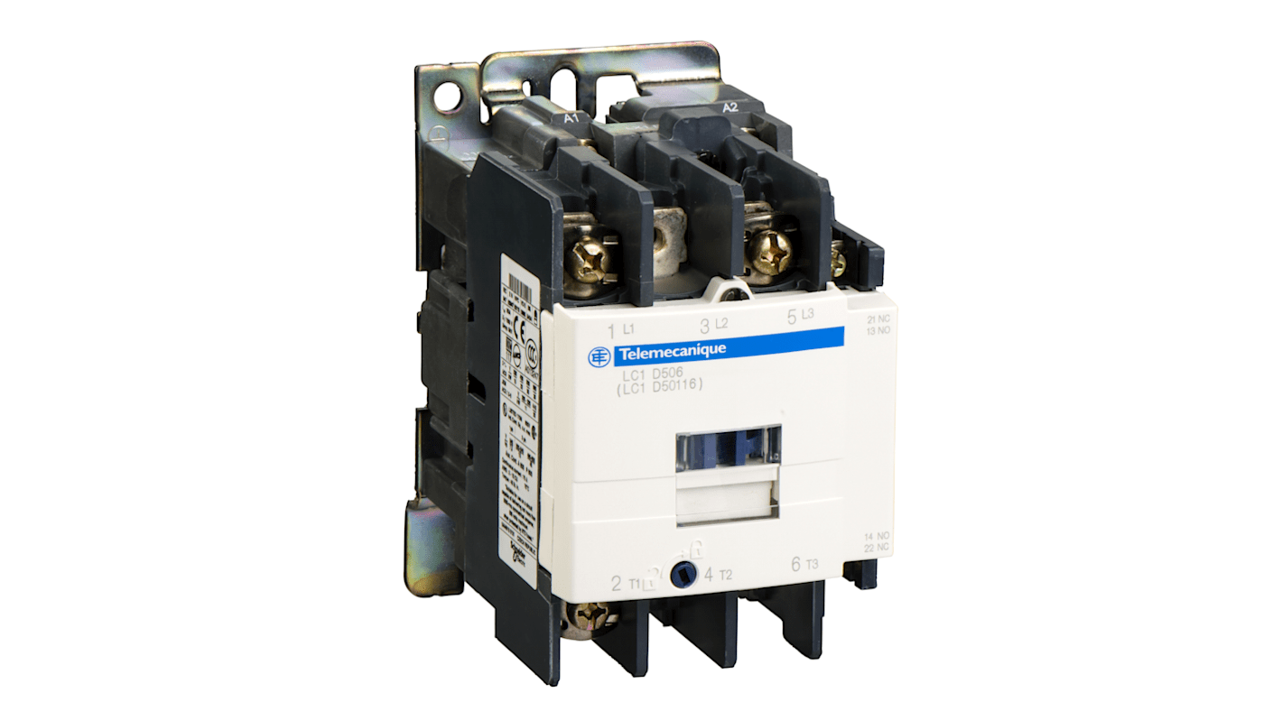 Schneider Electric TeSys D LC1D Contactor, 110 V Coil, 3-Pole, 50 A, 1 NO + 1 NC