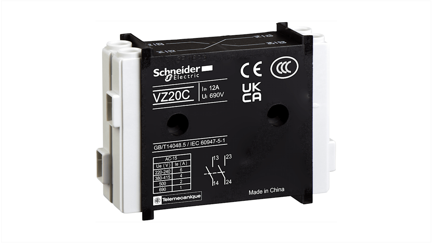 Schneider Electric Auxiliary Contact, 2 Contact, 2NO, TeSys VZ20