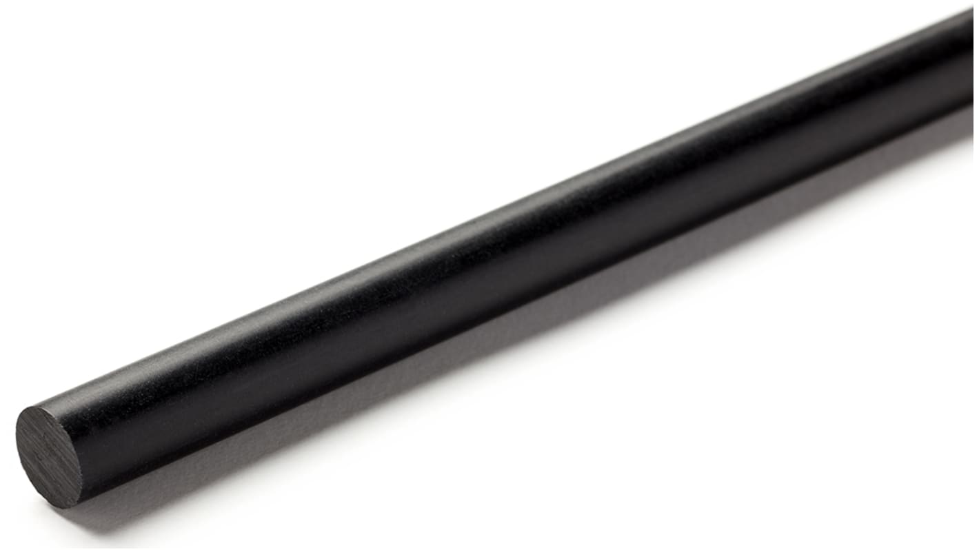 RS PRO Black Nylon Rod, 1m x 12.5mm Diameter