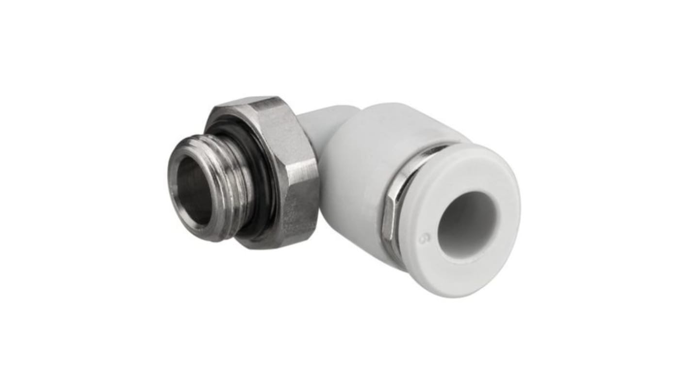 EMERSON – AVENTICS QR1-S-RVT Series Elbow Fitting, G 1/8 Male to Push In 6 mm, Threaded-to-Tube Connection Style