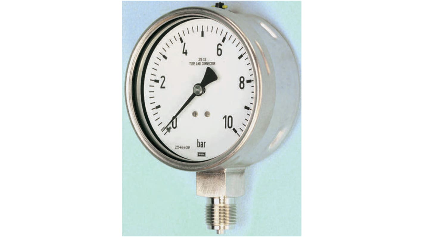 RS PRO Analogue Pressure Gauge 6bar Bottom Entry 100mm Outside Diameter, With RS Calibration