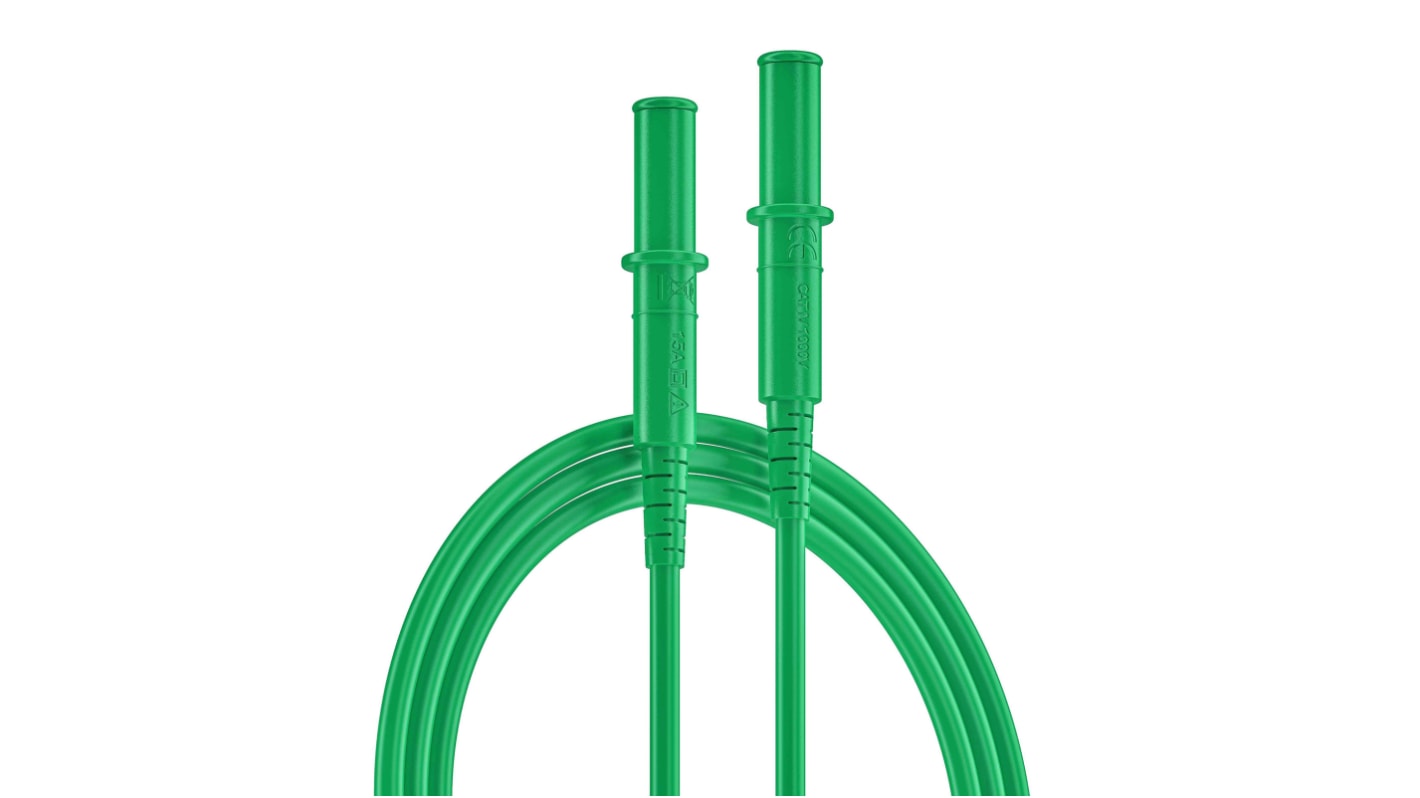 RS PRO Test Leads, 10A, 1000V, Green, 2m Lead Length