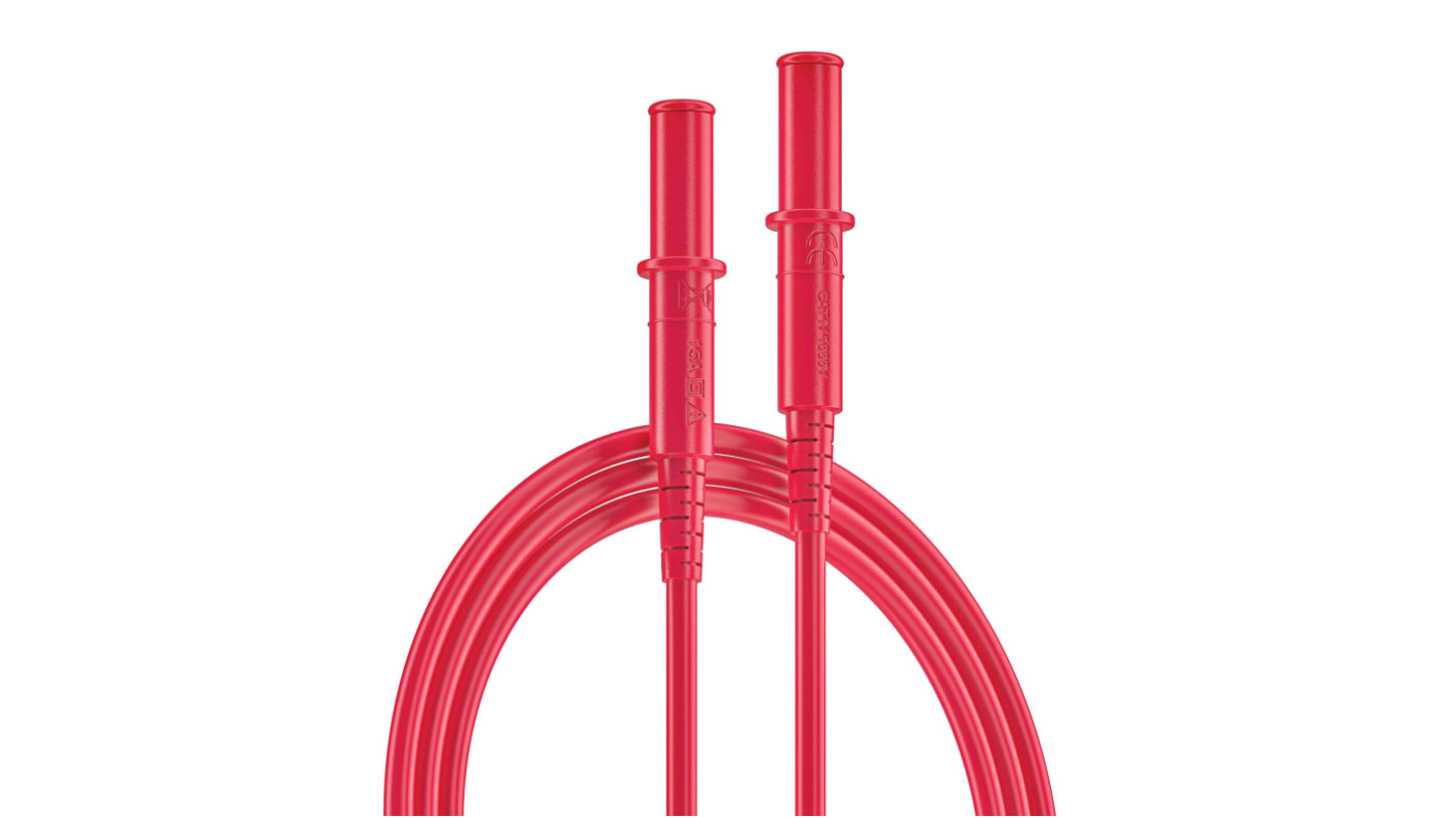 Cavi per test RS PRO, 10A, 1000V, col. Rosso, 1.5m