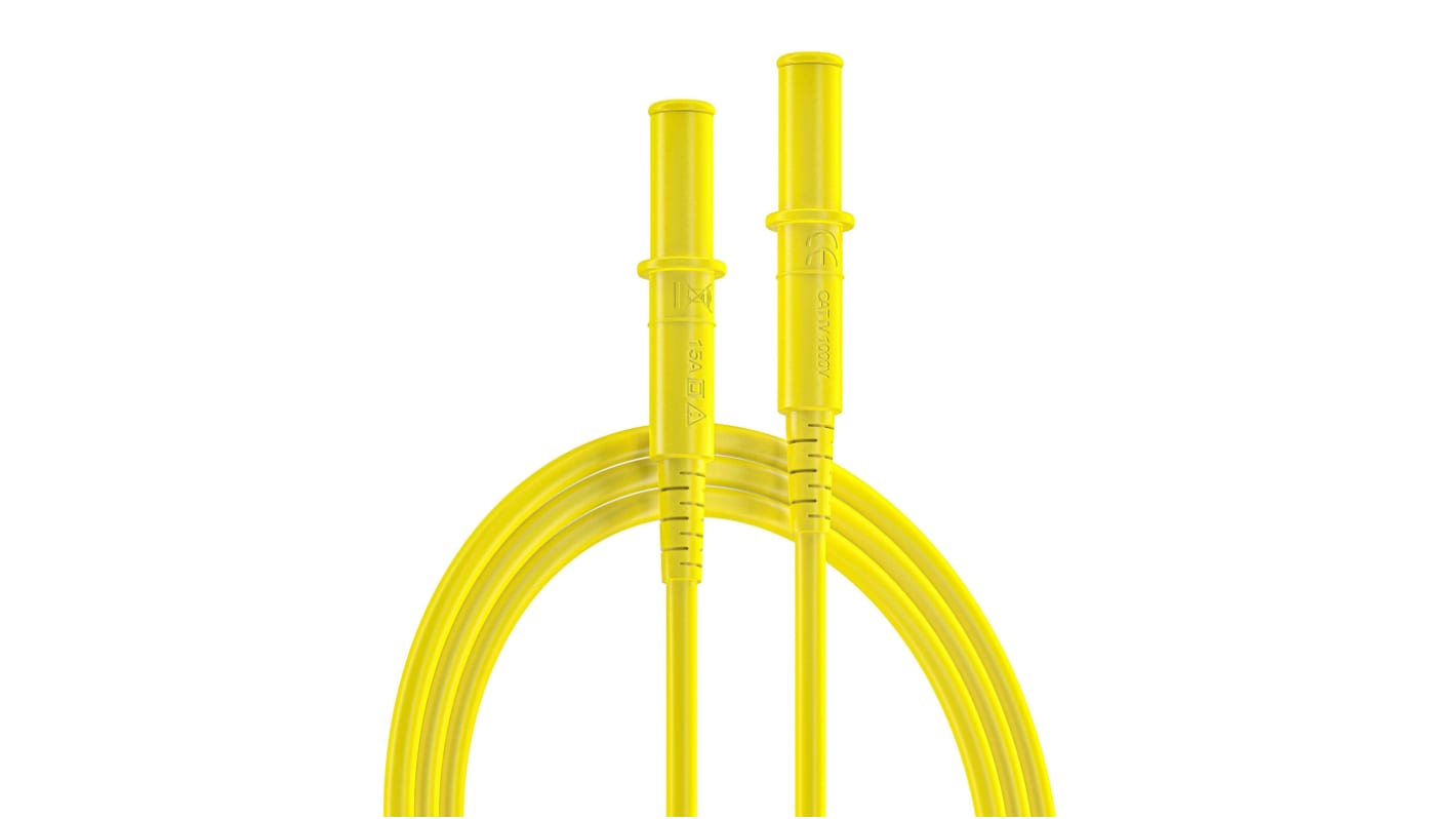 Cavi per test RS PRO, 10A, 1000V, col. Giallo, 2m