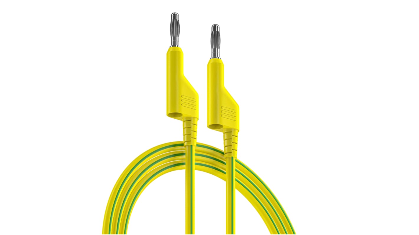 RS PRO Test Leads, 10A, 1000V, Green/Yellow, 500mm Lead Length