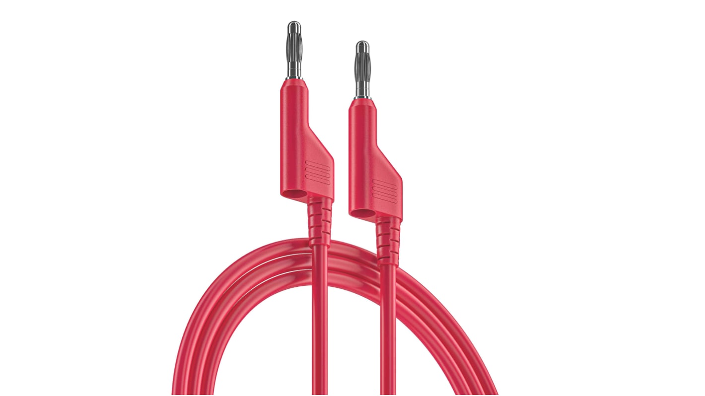 Cavi per test RS PRO, 10A, 1000V, col. Rosso, 1m