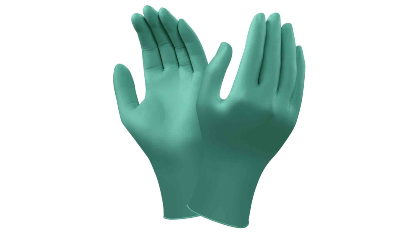 Ansell 92-600 Green Powder-Free Nitrile Disposable Gloves, Size 7.5-8, Medium, 100 per Pack