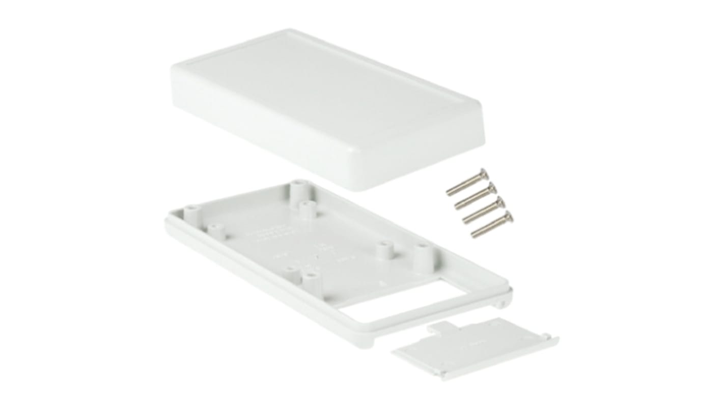 Hammond 1599 Series Grey Flame Retardant ABS Handheld Enclosure, Integral Battery Compartment, IP54, 130 x 65 x 25mm