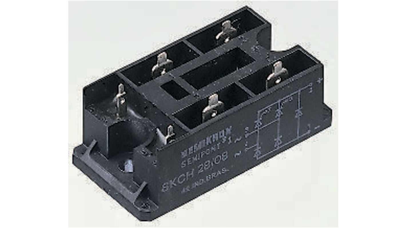 Semikron Danfoss 可控制桥式整流器, SCR模块, SEMIPONT®1, 螺钉安装, 最大栅极触发电流100mA